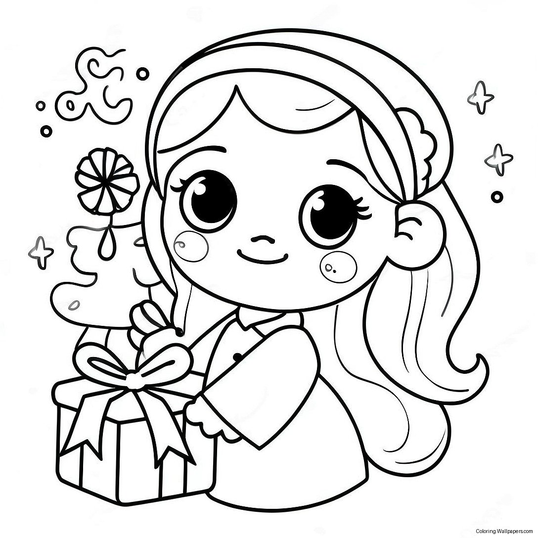 かわいいクリスマスの女の子のぬりえページ 39345