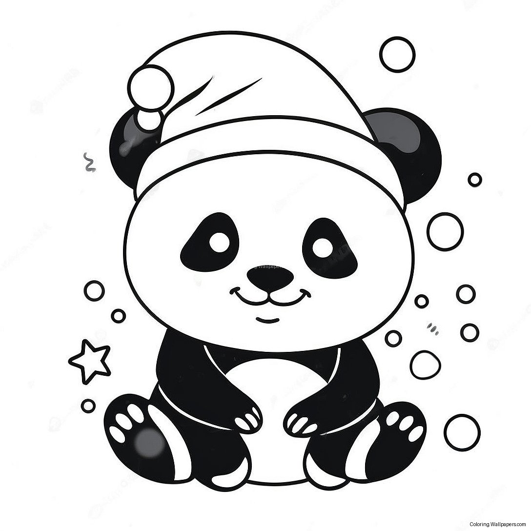 Schattige Kerst Panda Met Kerstmuts Kleurplaat 41550