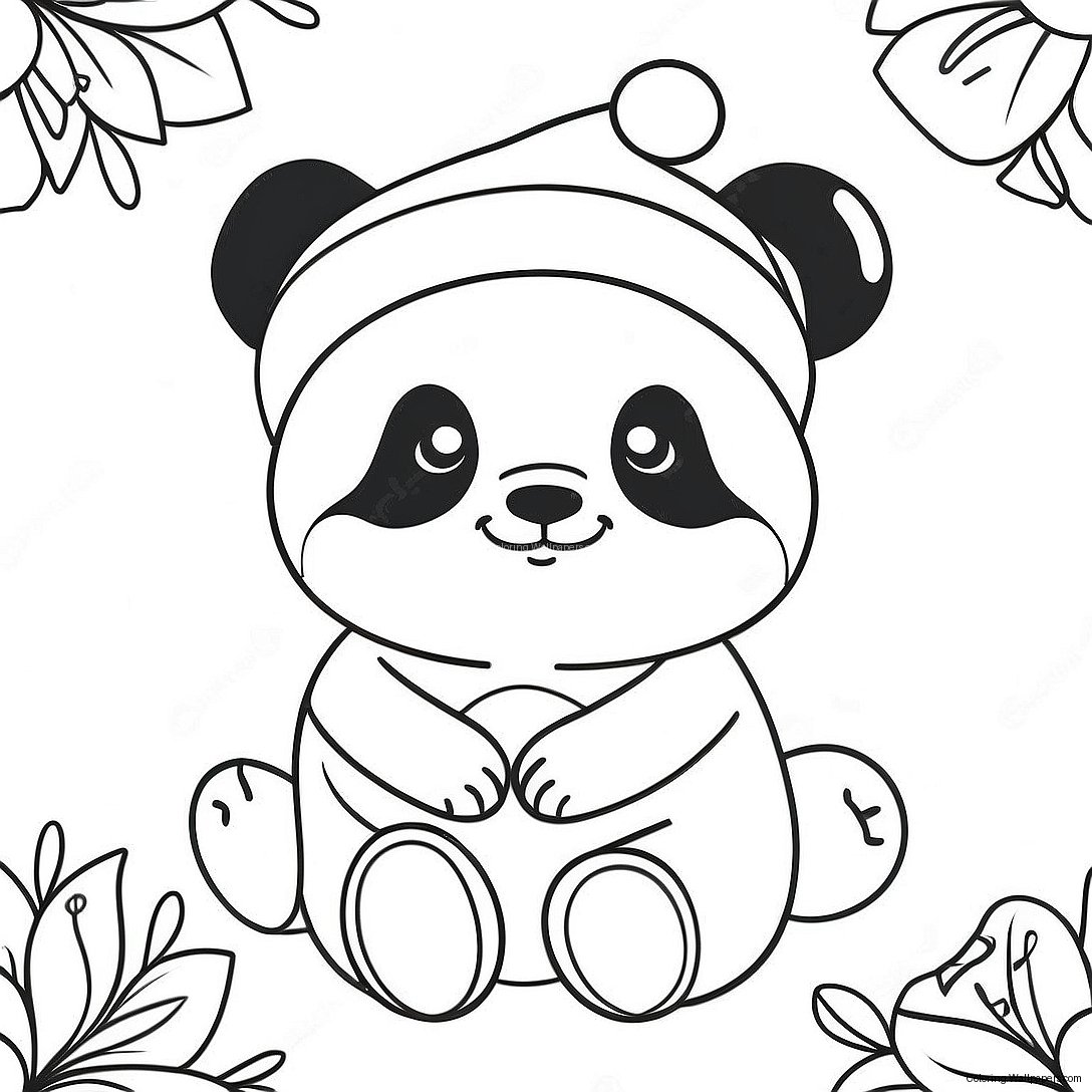 Página Para Colorir Do Panda De Natal Fofo Com Chapéu De Papai Noel 41552