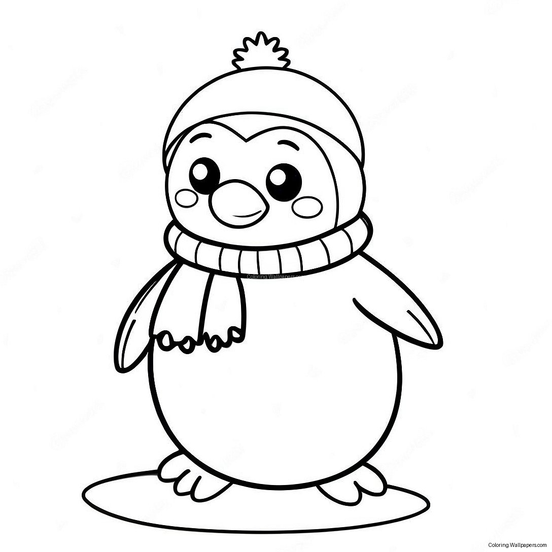 Cute Christmas Penguin Coloring Page 8698