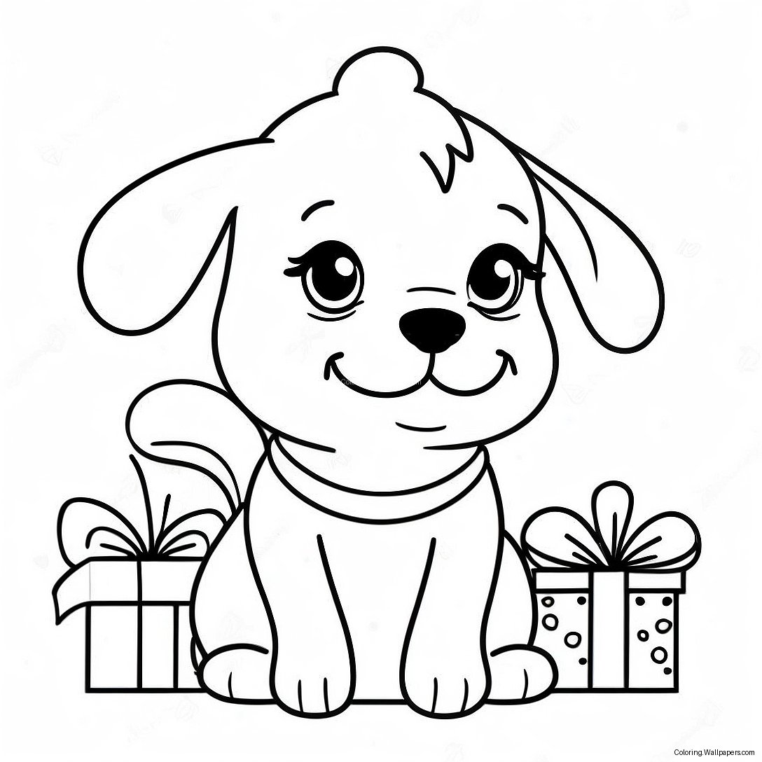 Cute Christmas Puppy Coloring Page 53784