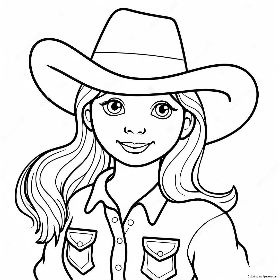 Cute Cowgirl With A Hat Coloring Page 2942