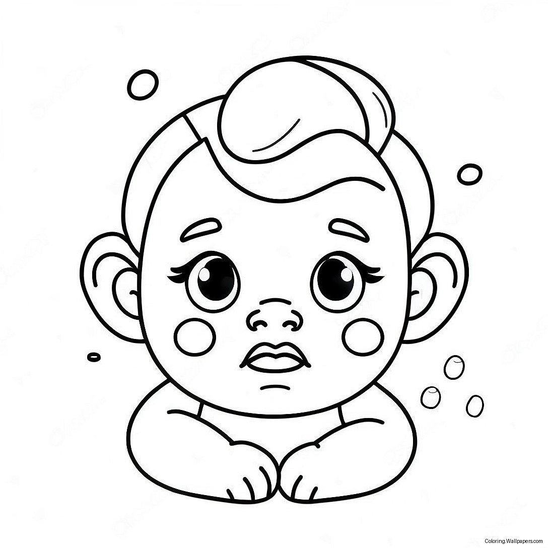 Cute Cry Baby With Tears Coloring Page 2902