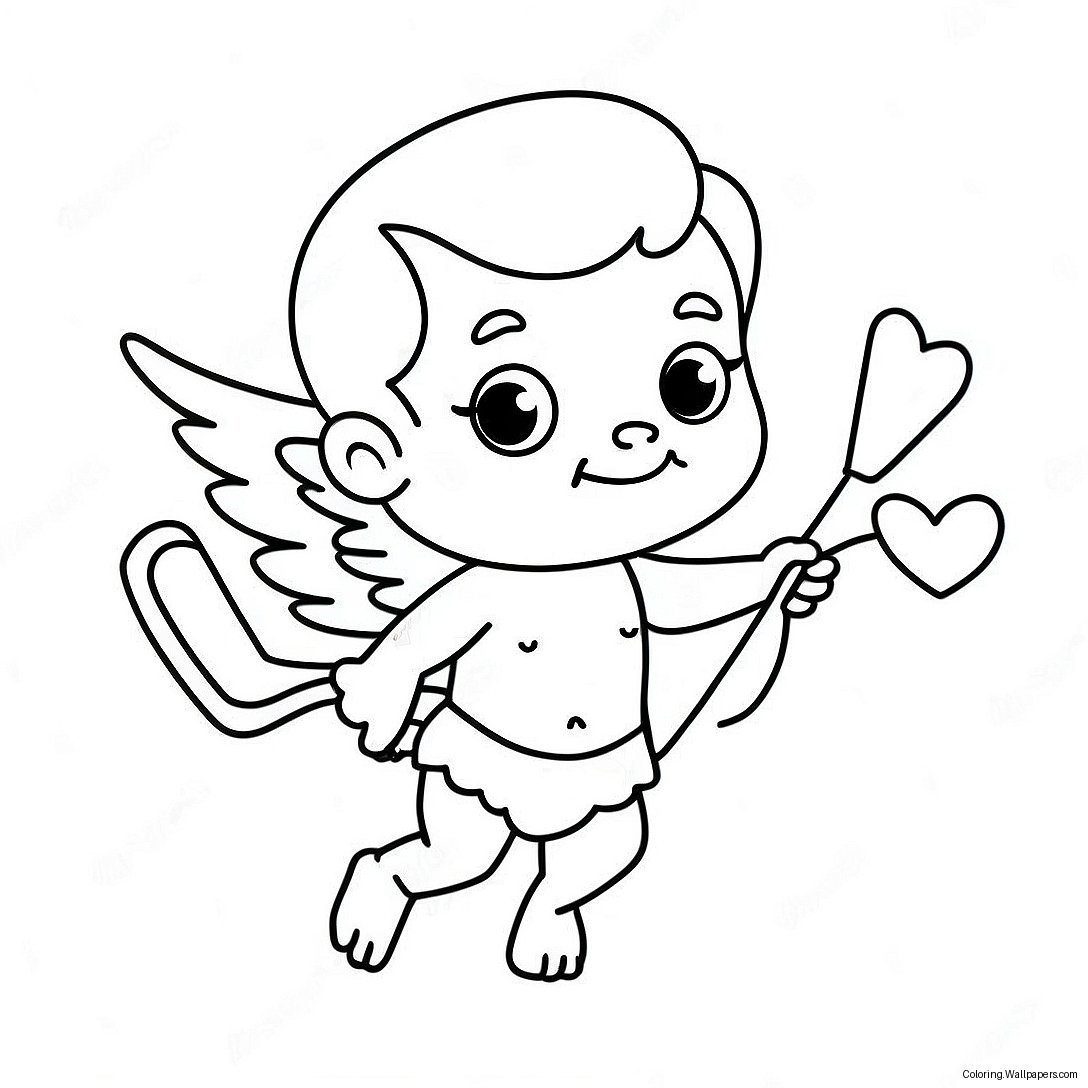 Cute Cupid With Heart Arrows Coloring Page 9696