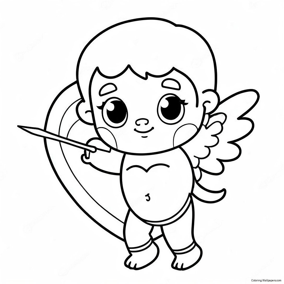 Cute Cupid With Heart Coloring Page 22249