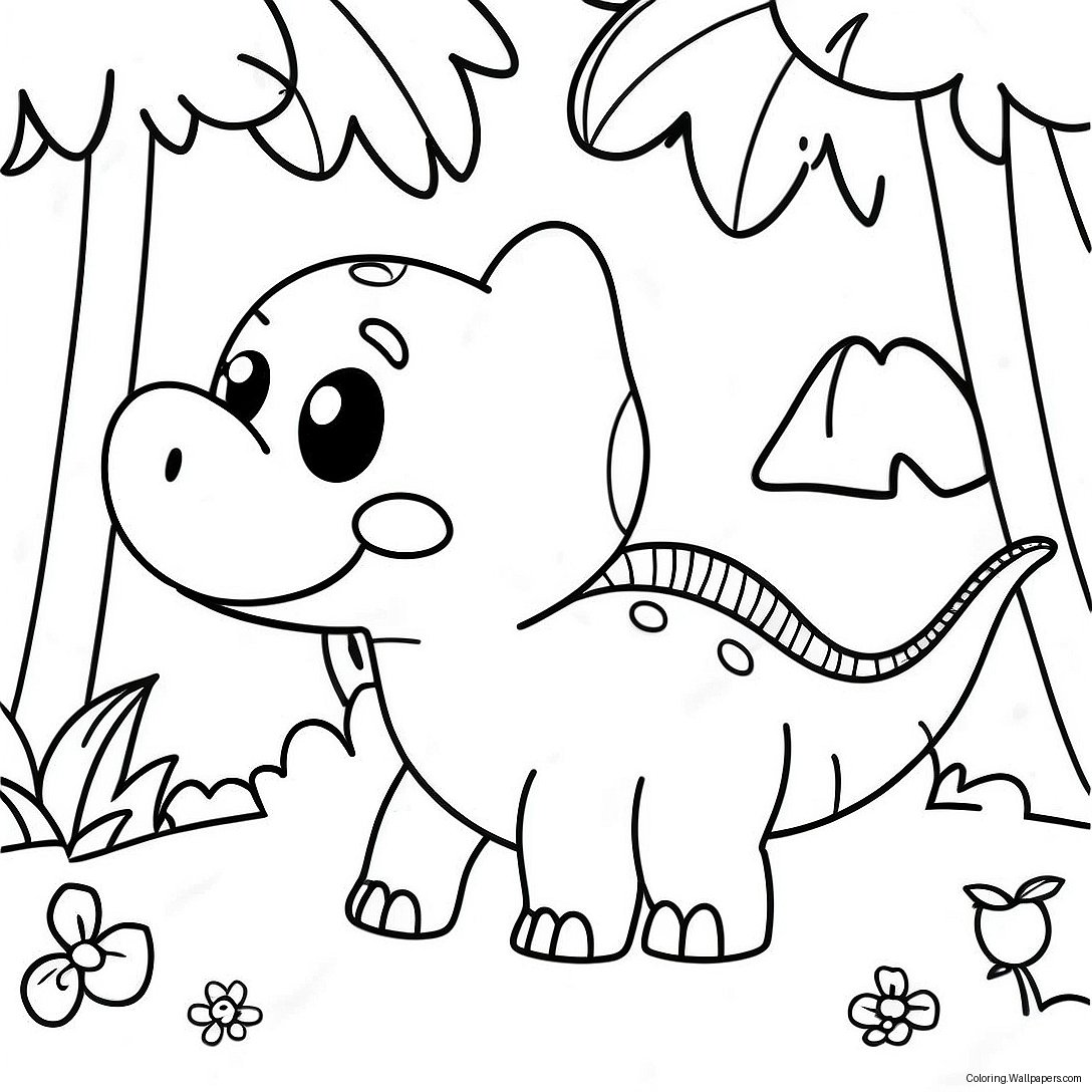 Página Para Colorear De Linda Dino Piggy En La Selva 53953