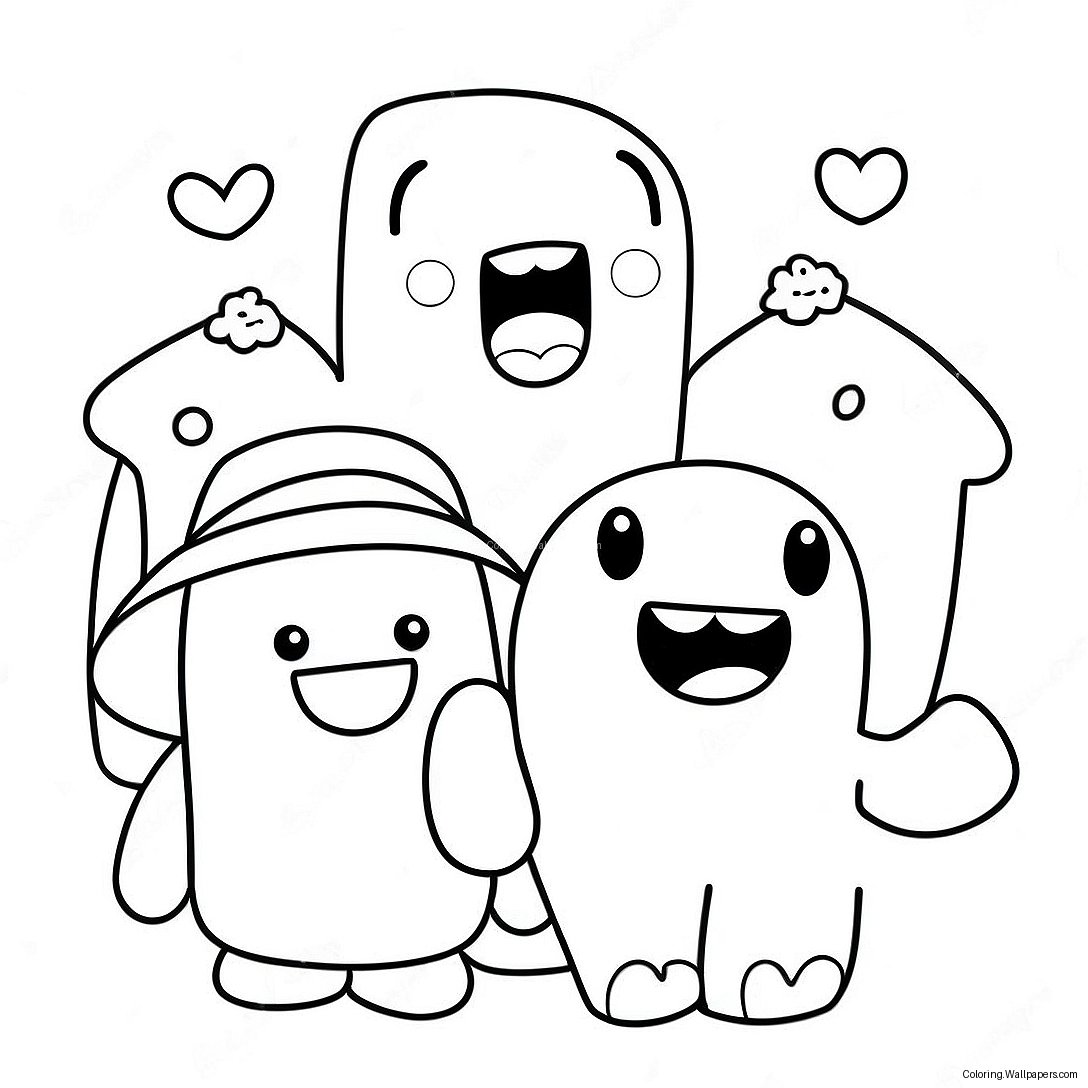 Cute Domo With Friends Coloring Page 48618