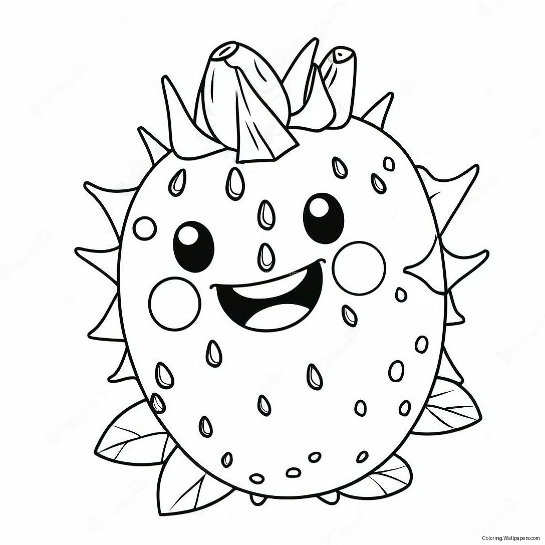 Cute Dragon Fruit With Smiling Face Coloring Page 27133