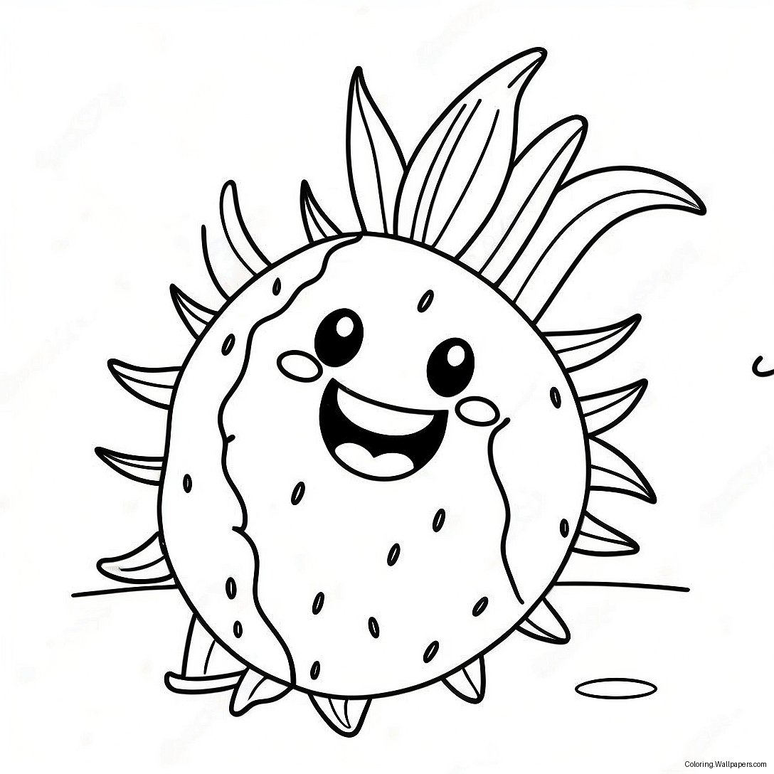 Cute Dragon Fruit With Smiling Face Coloring Page 27134