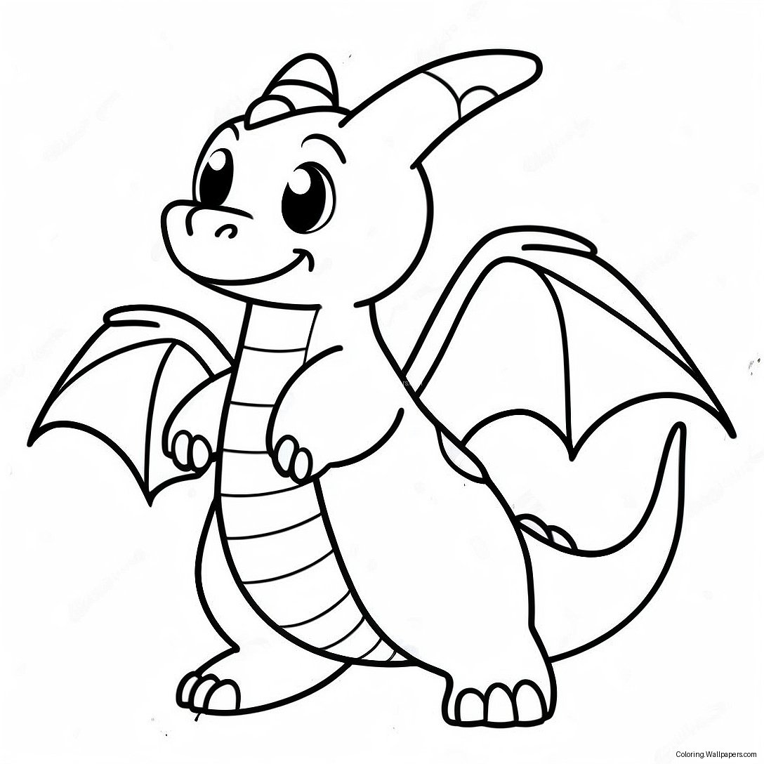 Cute Dragonite Flying Coloring Page 33075