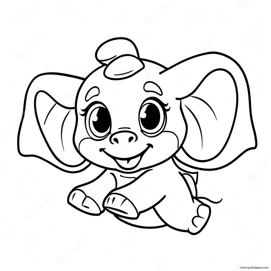 Página Para Colorear De Dumbo Lindo Volando 3119