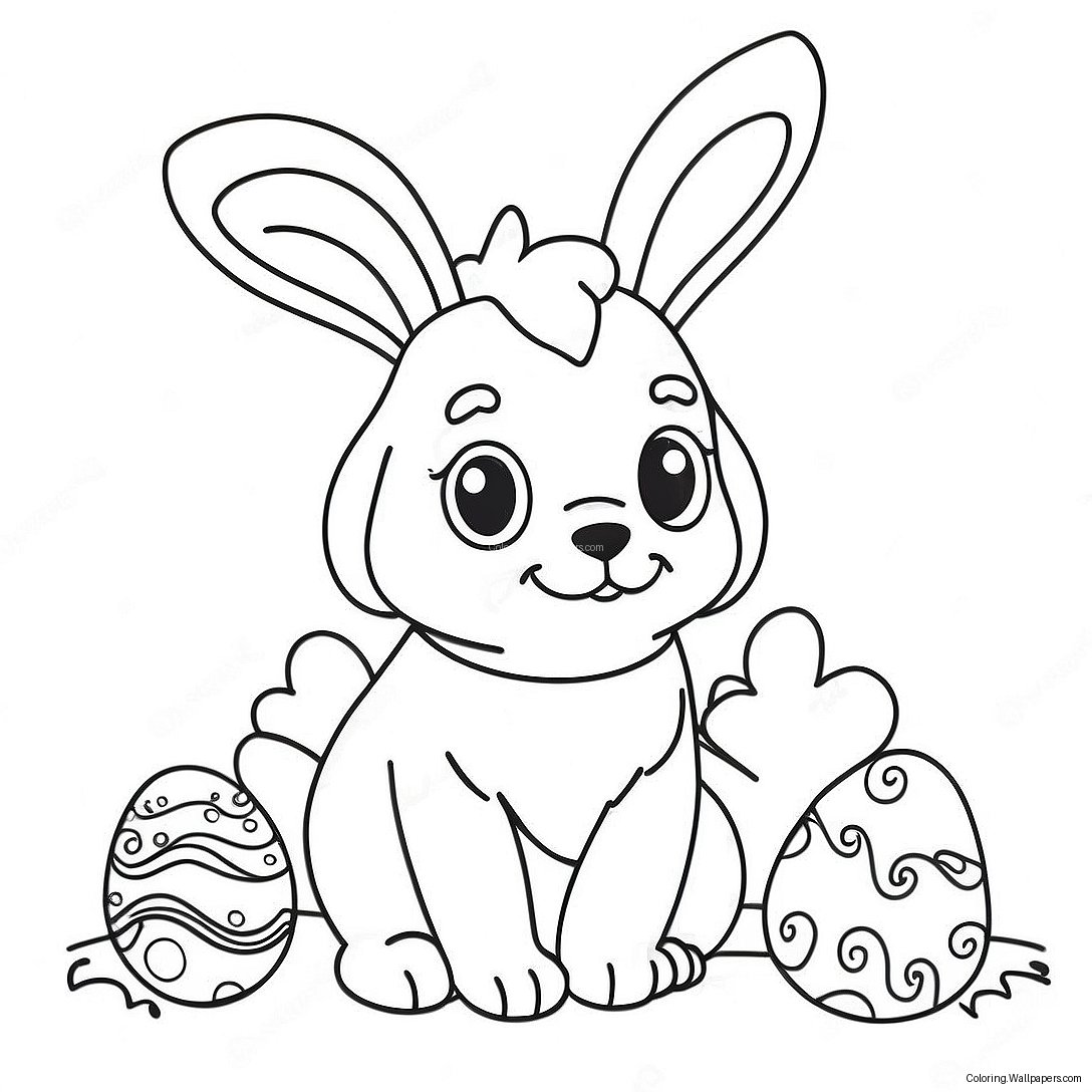 Cute Easter Dog With Bunny Ears Coloring Page 57145