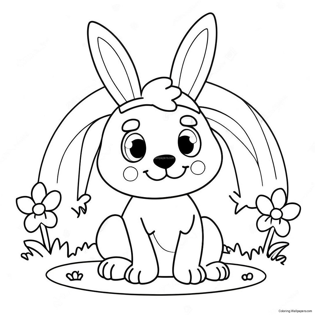 Cute Easter Dog With Bunny Ears Coloring Page 57146