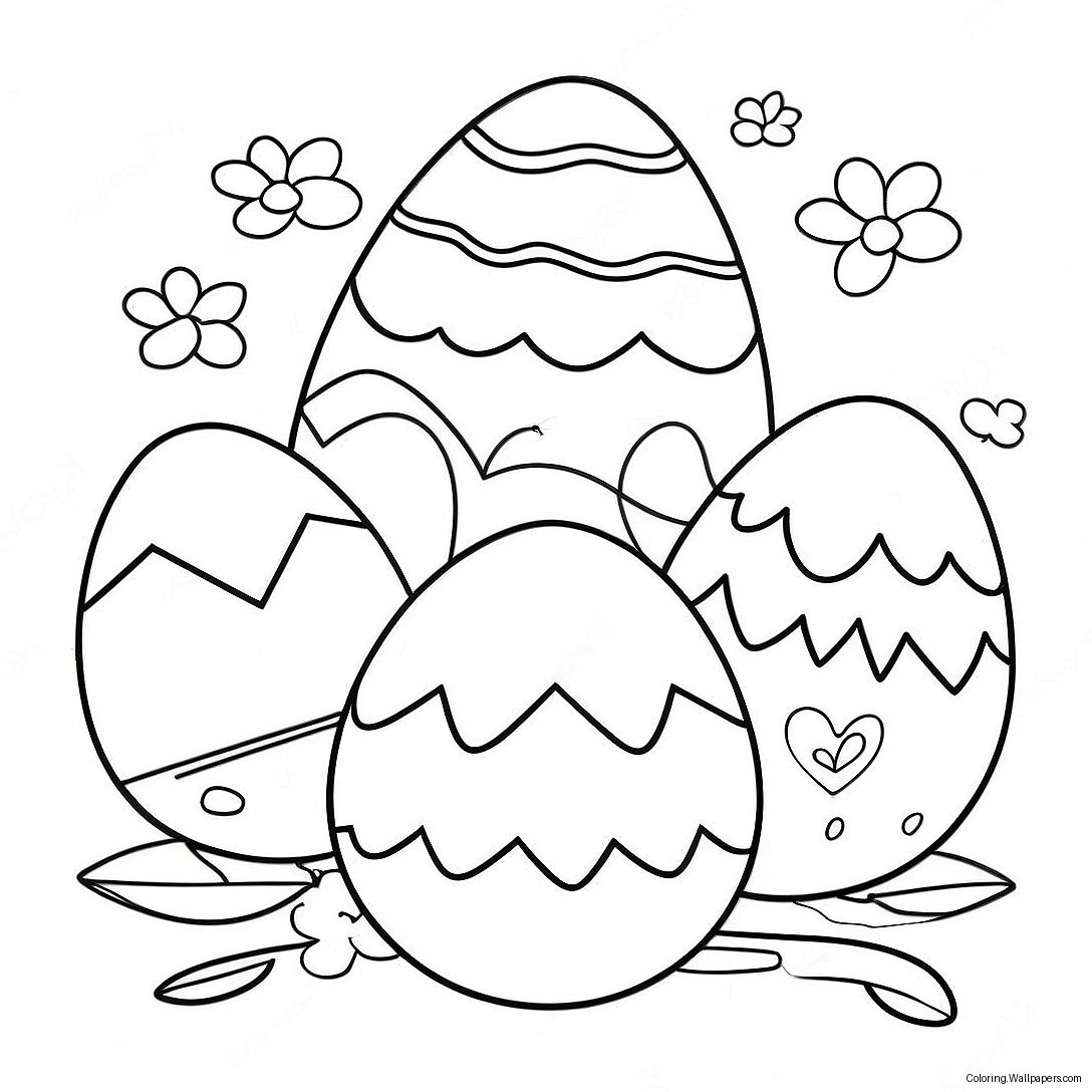 Cute Easter Eggs Coloring Page 46469