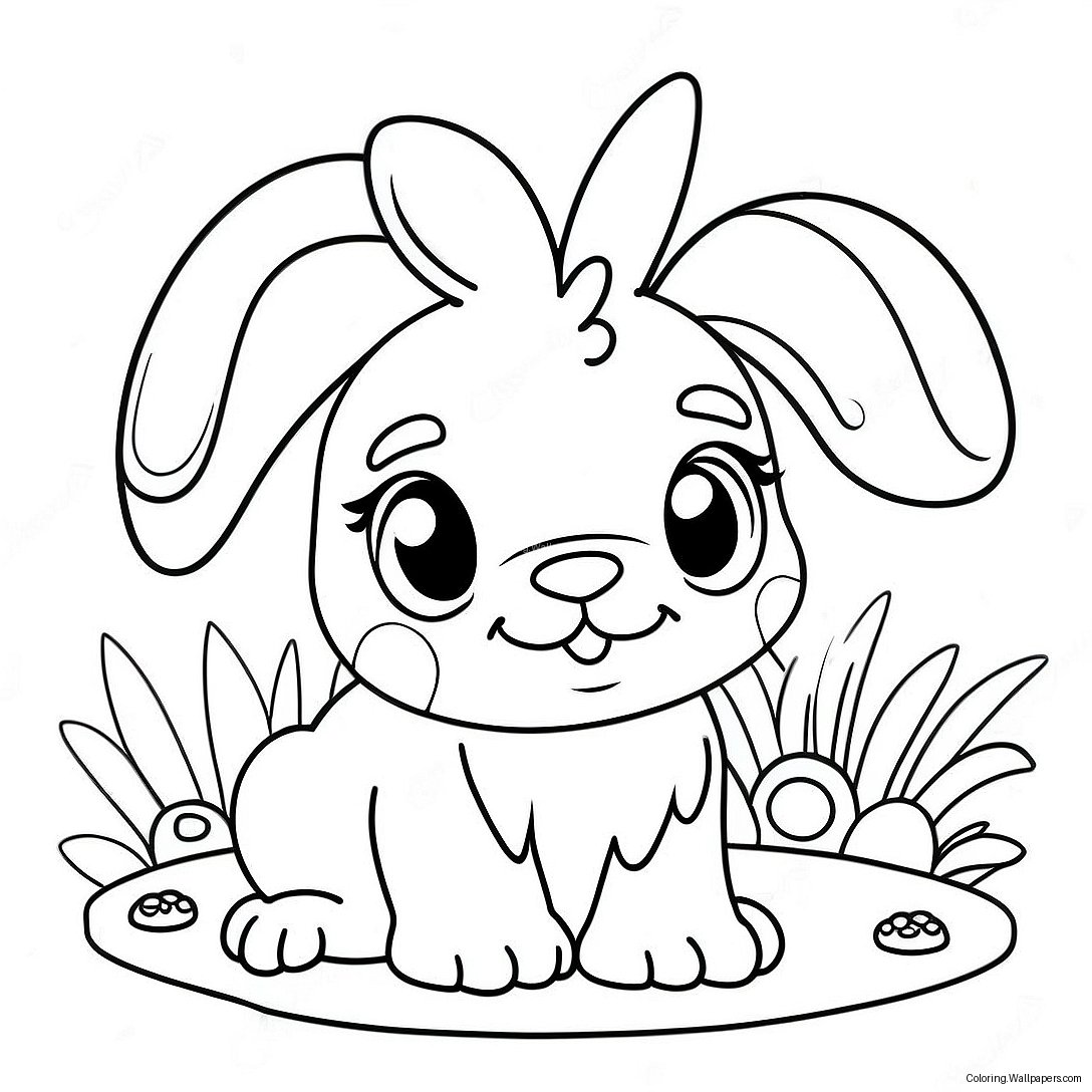 Page À Colorier D'un Joli Chiot De Pâques Avec Des Oreilles De Lapin 50116