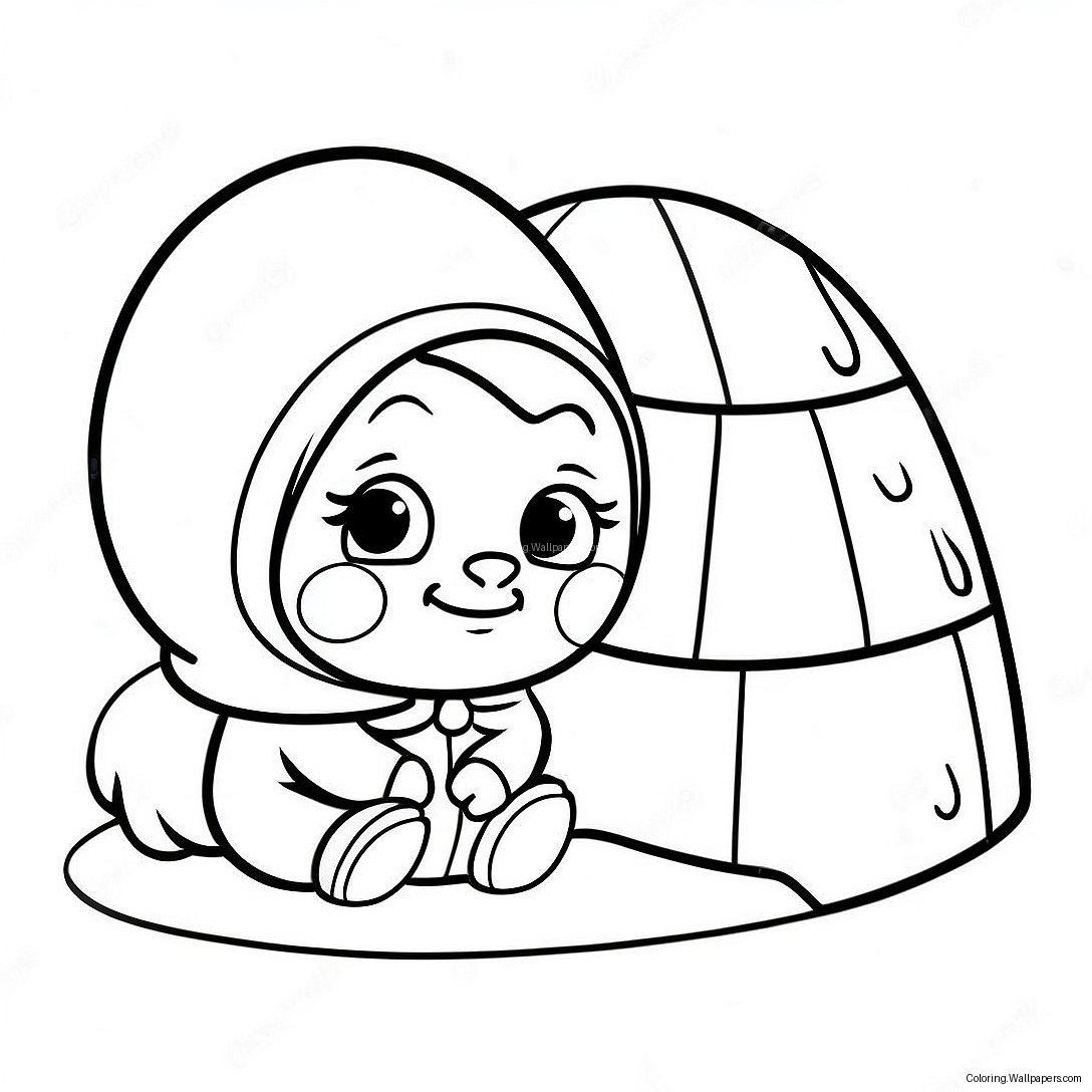 Pagina Da Colorare Dell'eskimo Carino Con Igloo 54606