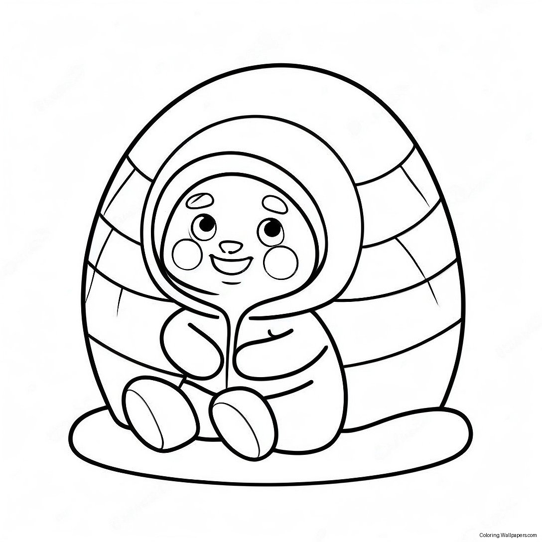 Cute Eskimo With Igloo Coloring Page 54607