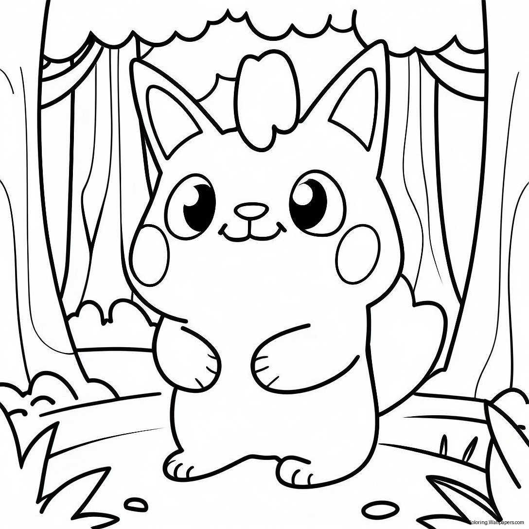 Cute Fakemon In A Forest Coloring Page 44373