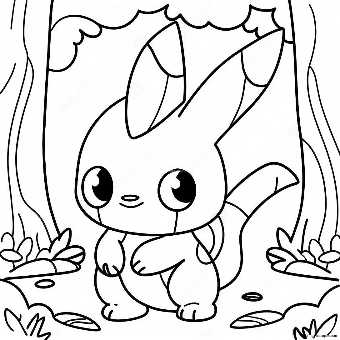 Cute Fakemon In A Forest Coloring Page 44374