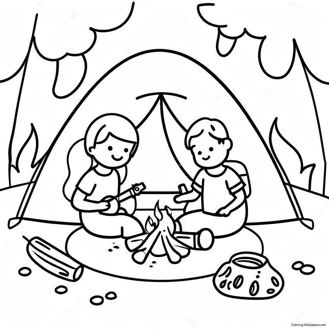 Cute Family Camping Coloring Page 5055