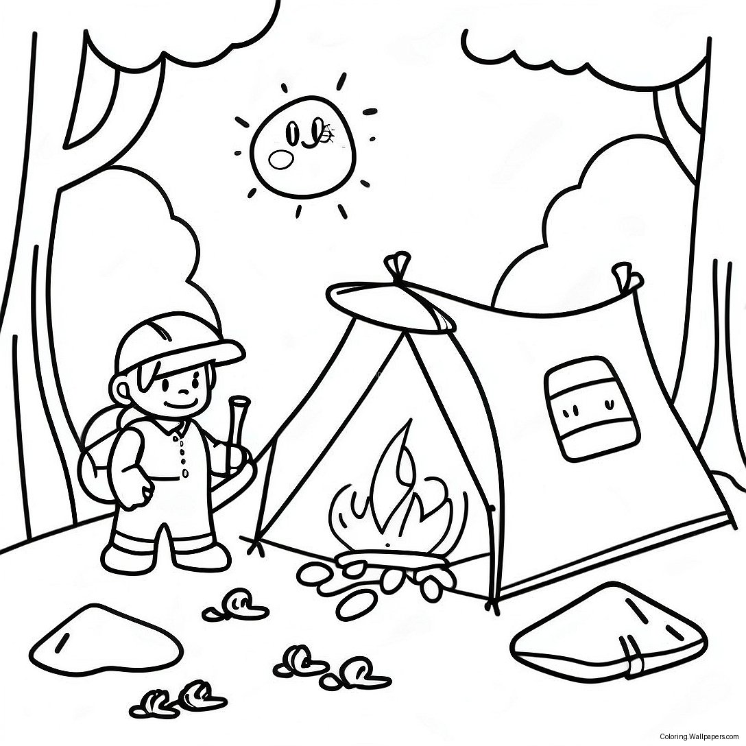 Cute Family Camping Coloring Page 5056