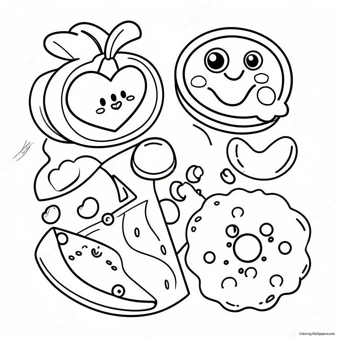 Cute Food With Eyes Coloring Page 44754