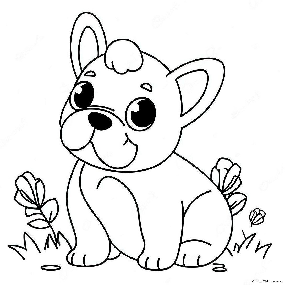 Cute French Bulldog Puppy Coloring Page 1332