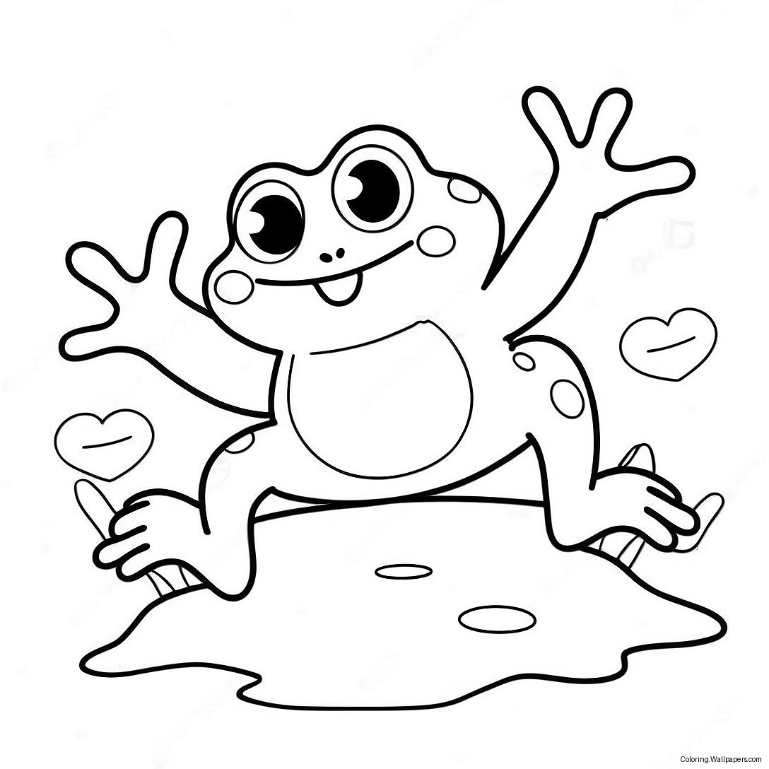 Cute Frog Jumping Coloring Page 12924