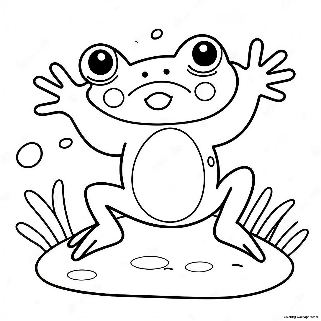 Cute Frog Jumping Coloring Page 40896