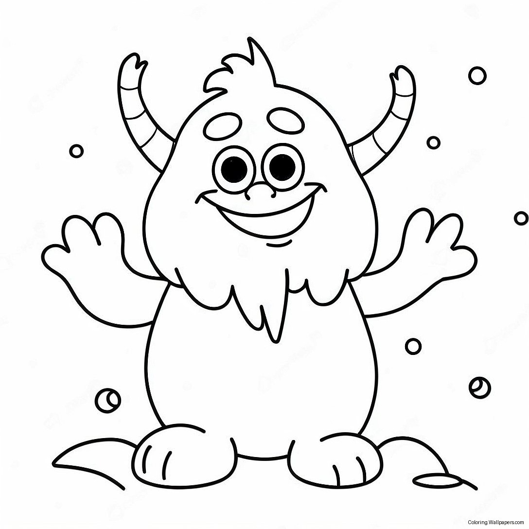 Cute Frozen Snow Monster With Snowflakes Coloring Page 46513