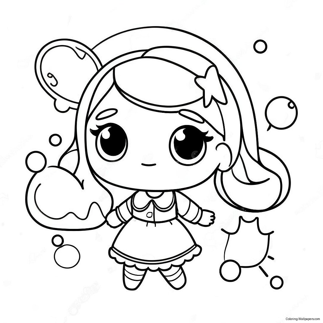 หน้ากระดาษระบายสีสาวน่ารักจาก Gacha Life พร้อมฟองสบู่ 32665