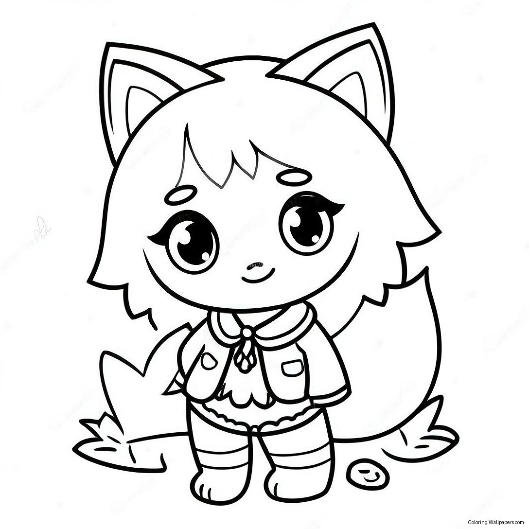 Página Para Colorir Da Garota Lobo Do Gacha Life Fofa 8985