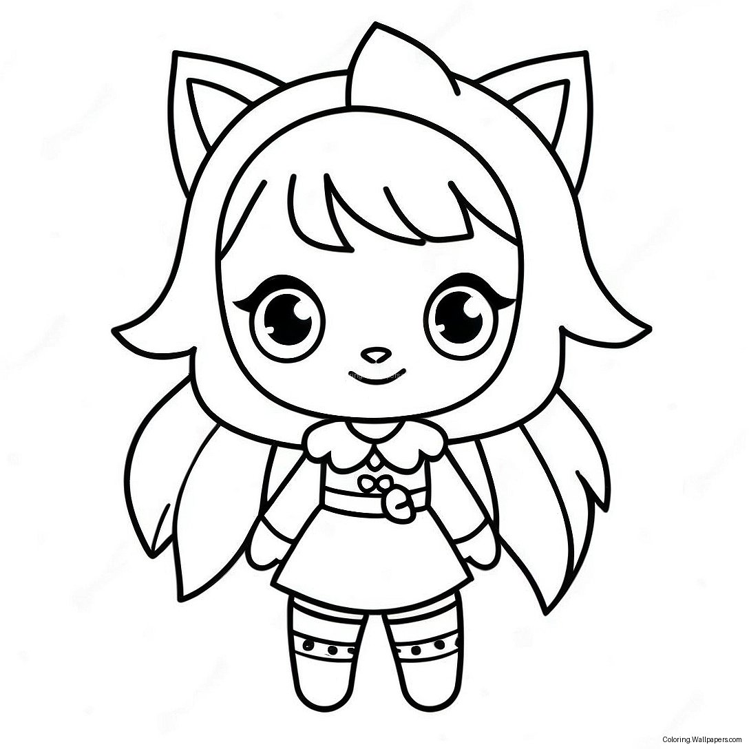 Niedliche Gacha Life Wolf Mädchen Ausmalbild 8988