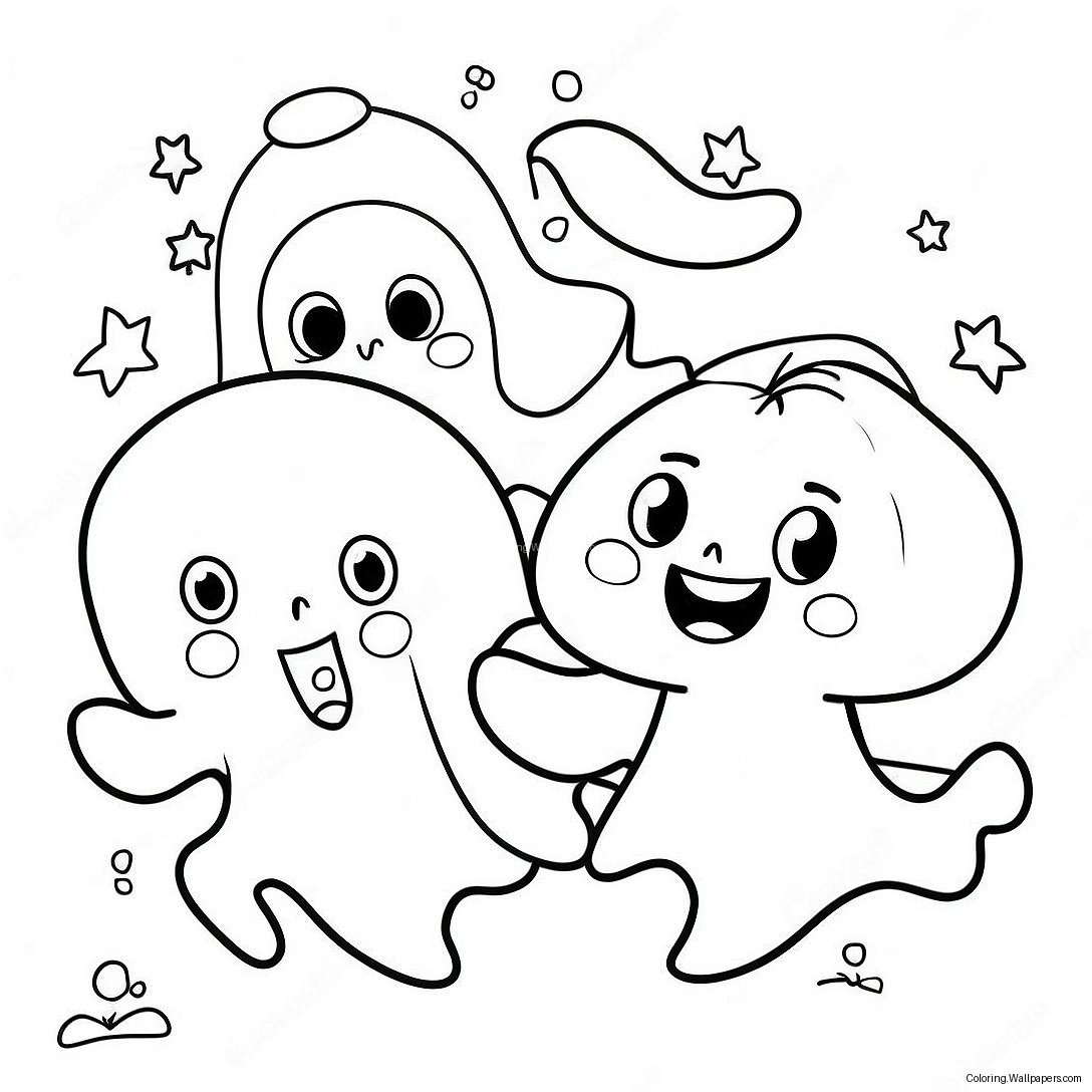 Cute Ghosts Trick Or Treat Coloring Page 2504