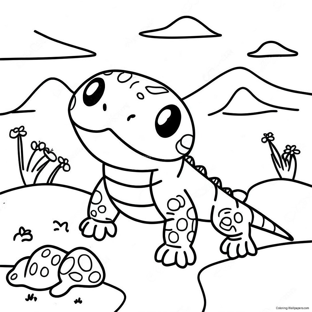 Cute Gila Monster In Desert Coloring Page 53232