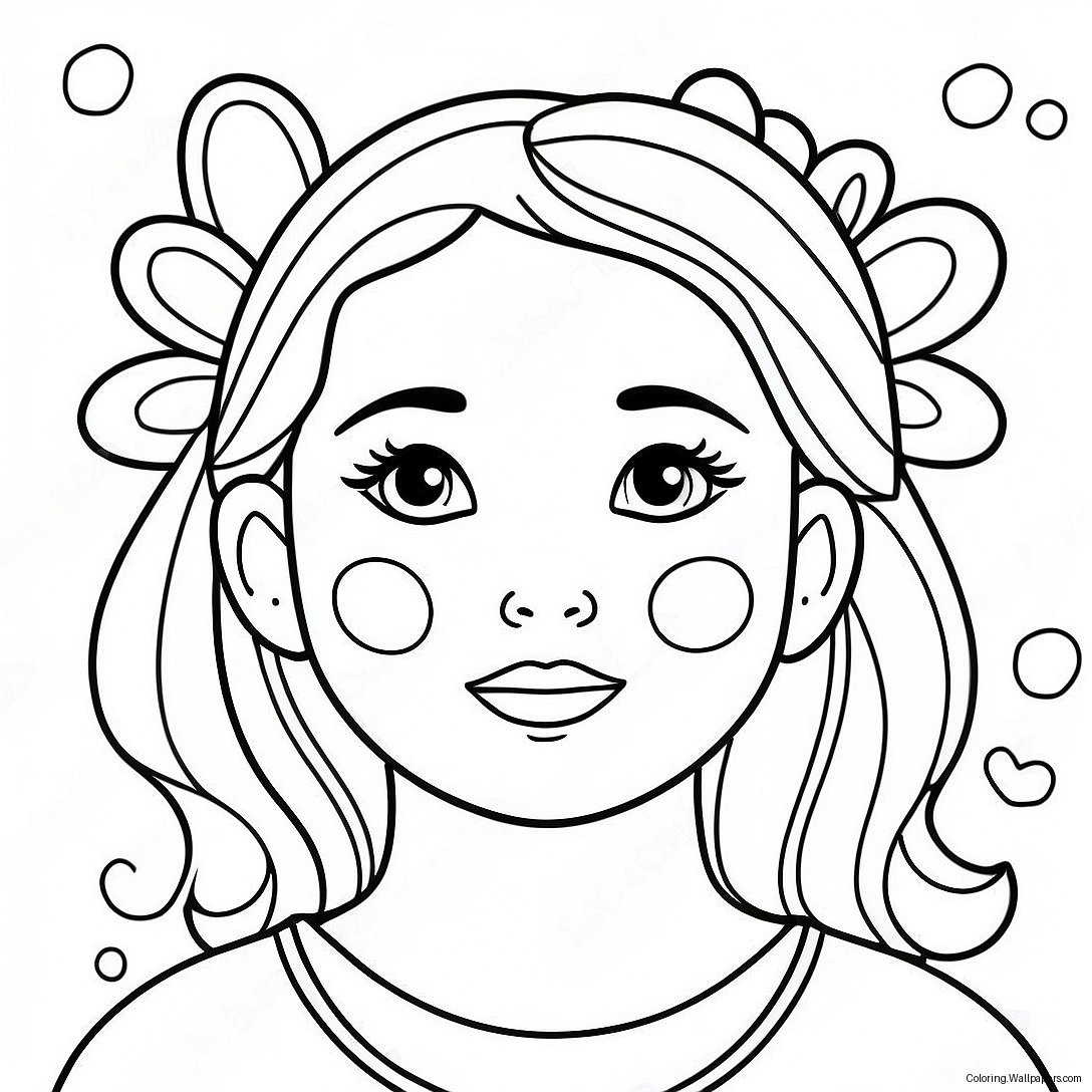 Cute Girl Face Coloring Page 26958