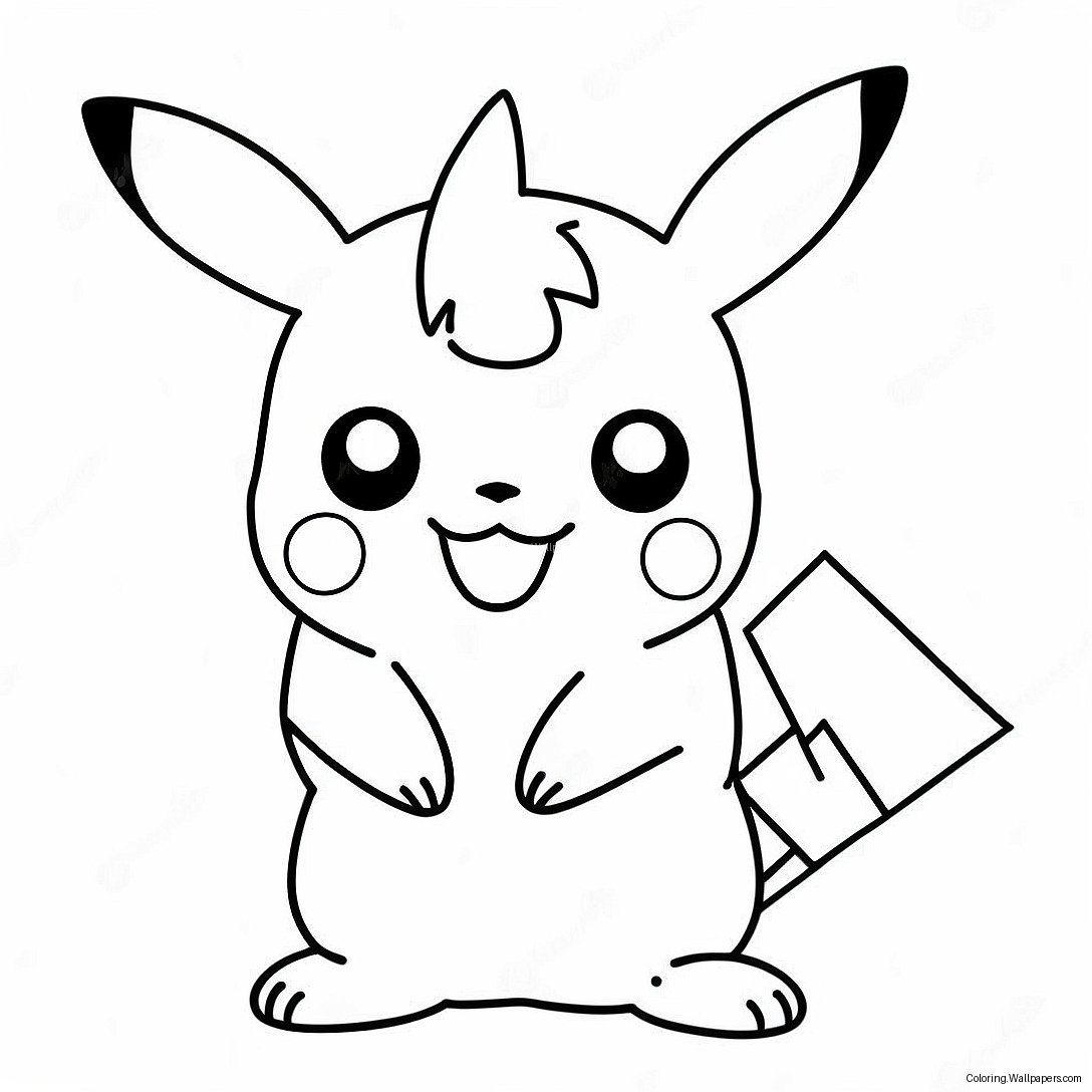 Söpö Tyttö Pikachu - Väritettävä Sivu 40942