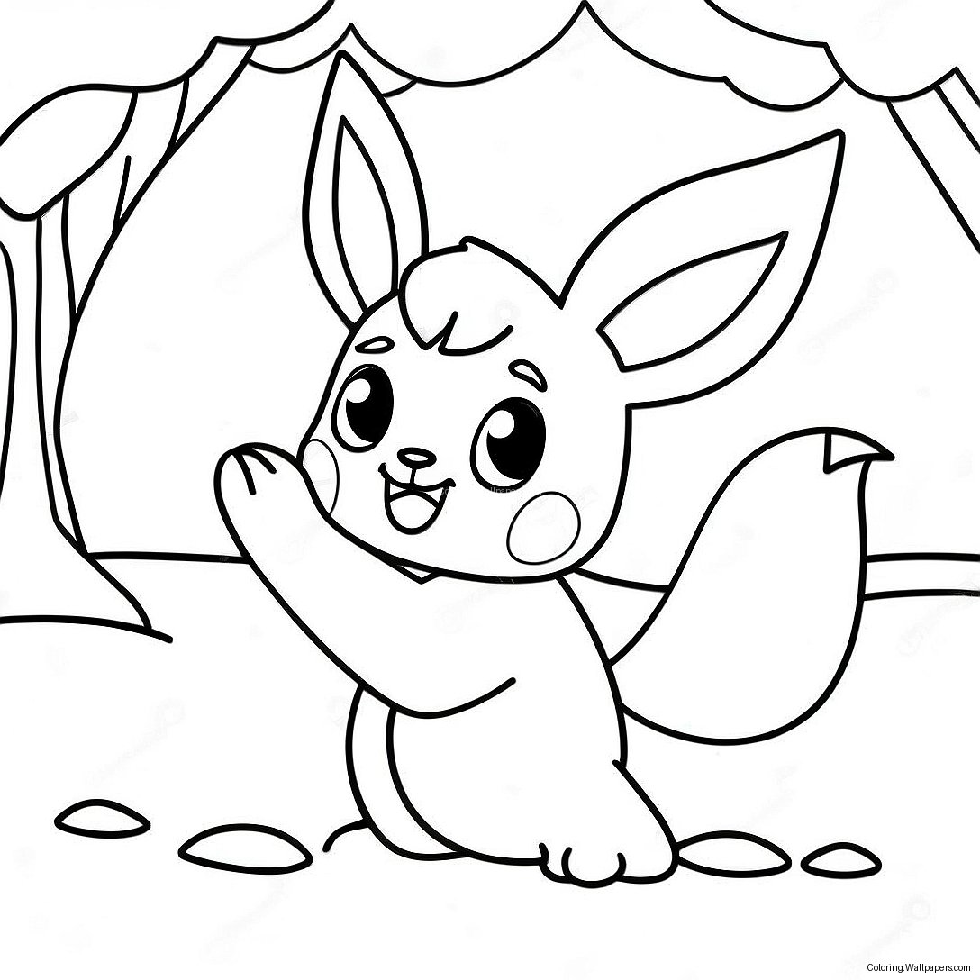 Cute Glaceon Playing In The Snow Coloring Page 22188