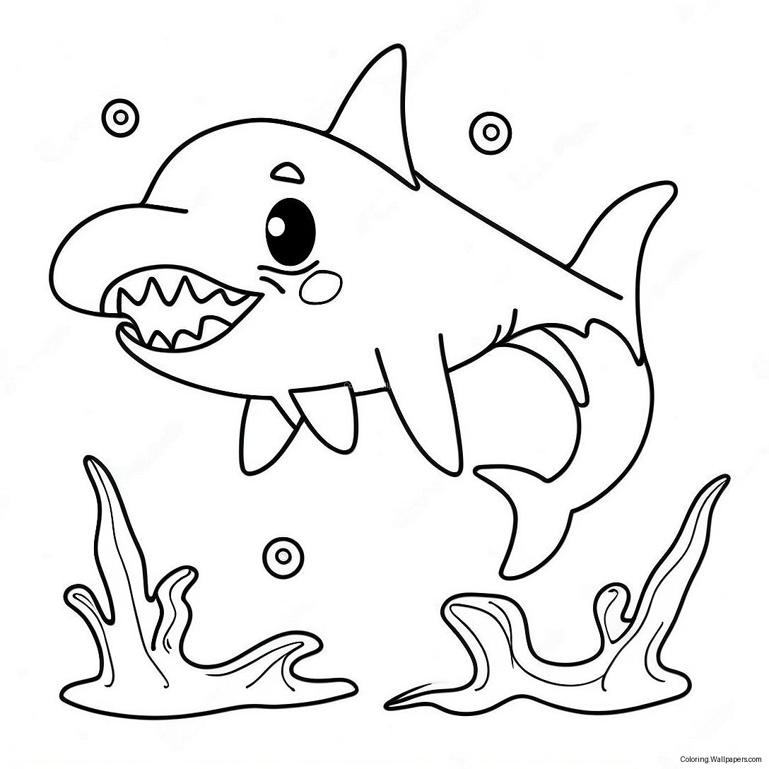 Cute Goblin Shark Swimming Coloring Page 29191