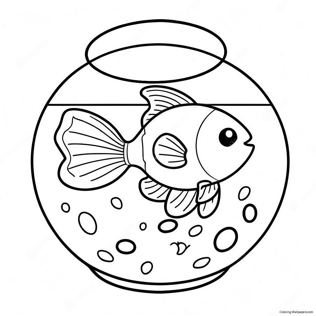 Niedlicher Goldfisch Schwimmt Im Glas Ausmalbild 34330