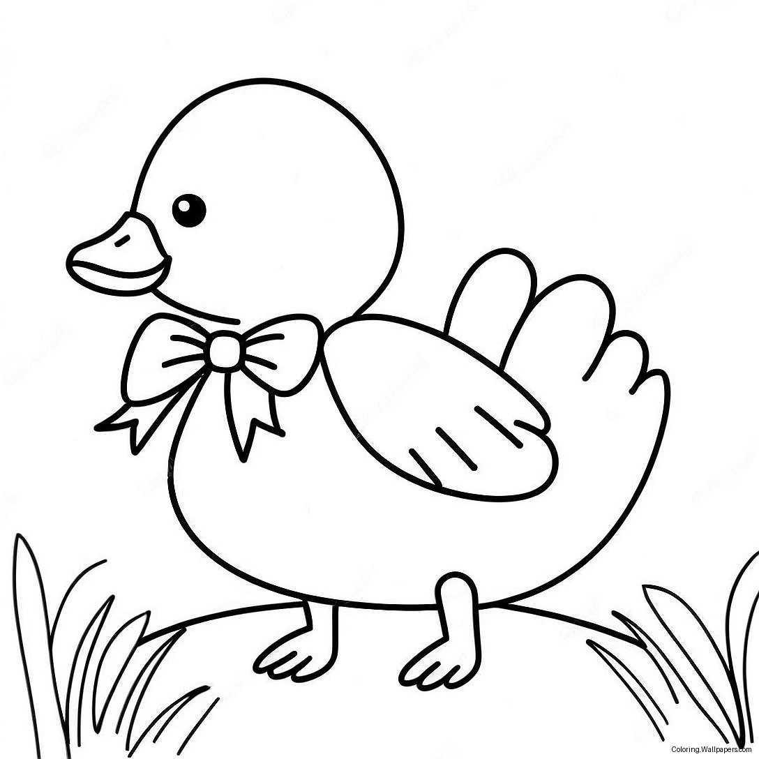 Cute Goose With A Bow Coloring Page 15280