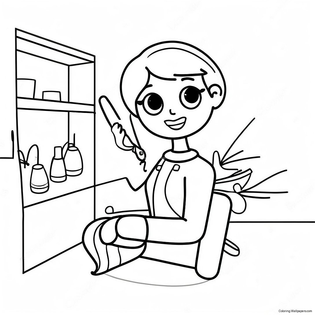 Cute Hairdresser Coloring Page 41767