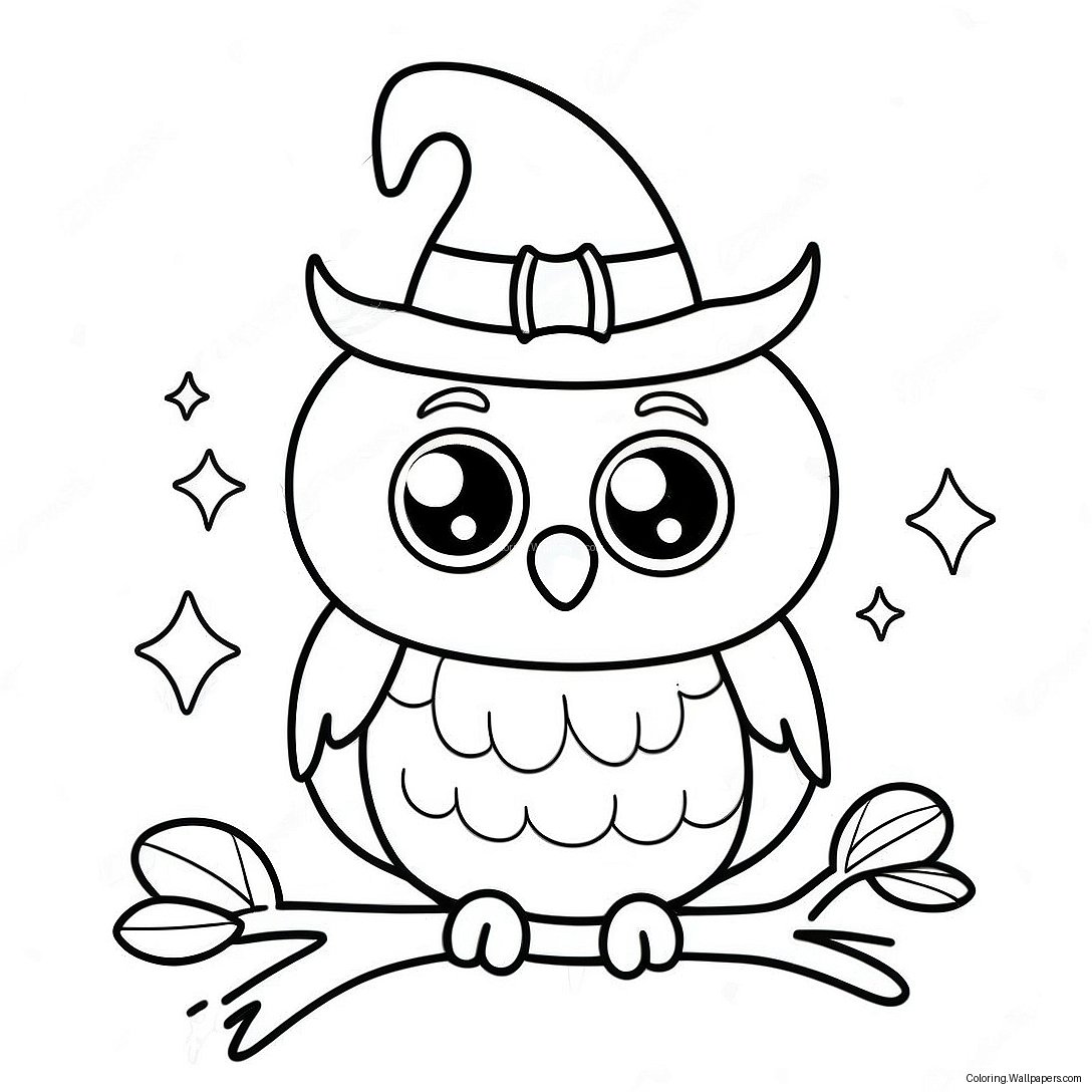 Cute Halloween Owl With Pumpkin Coloring Page 40087