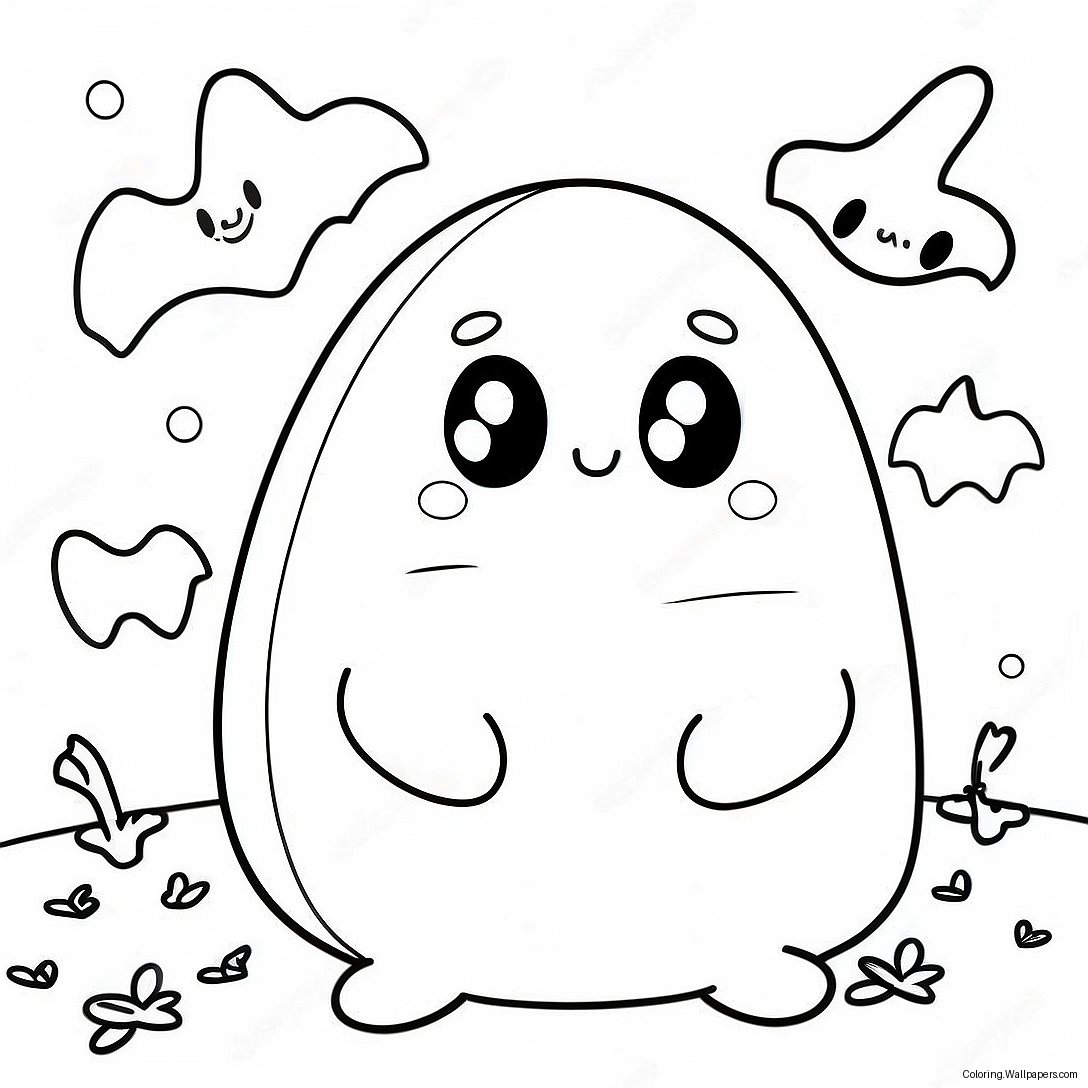 Söt Halloween Squishmallow Spöke Färgläggningssida 26565