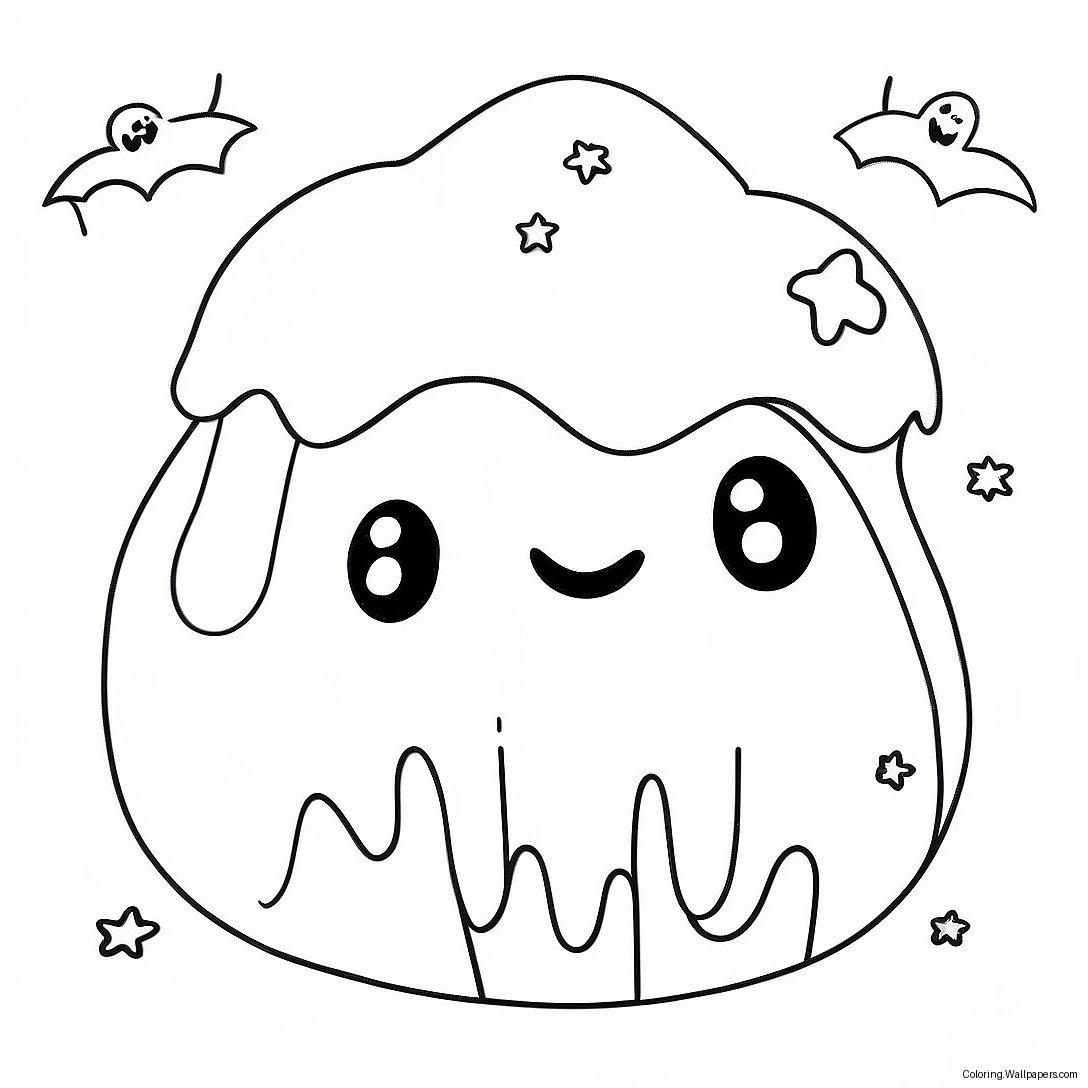 Söt Halloween Squishmallow Spöke Färgläggningssida 26566