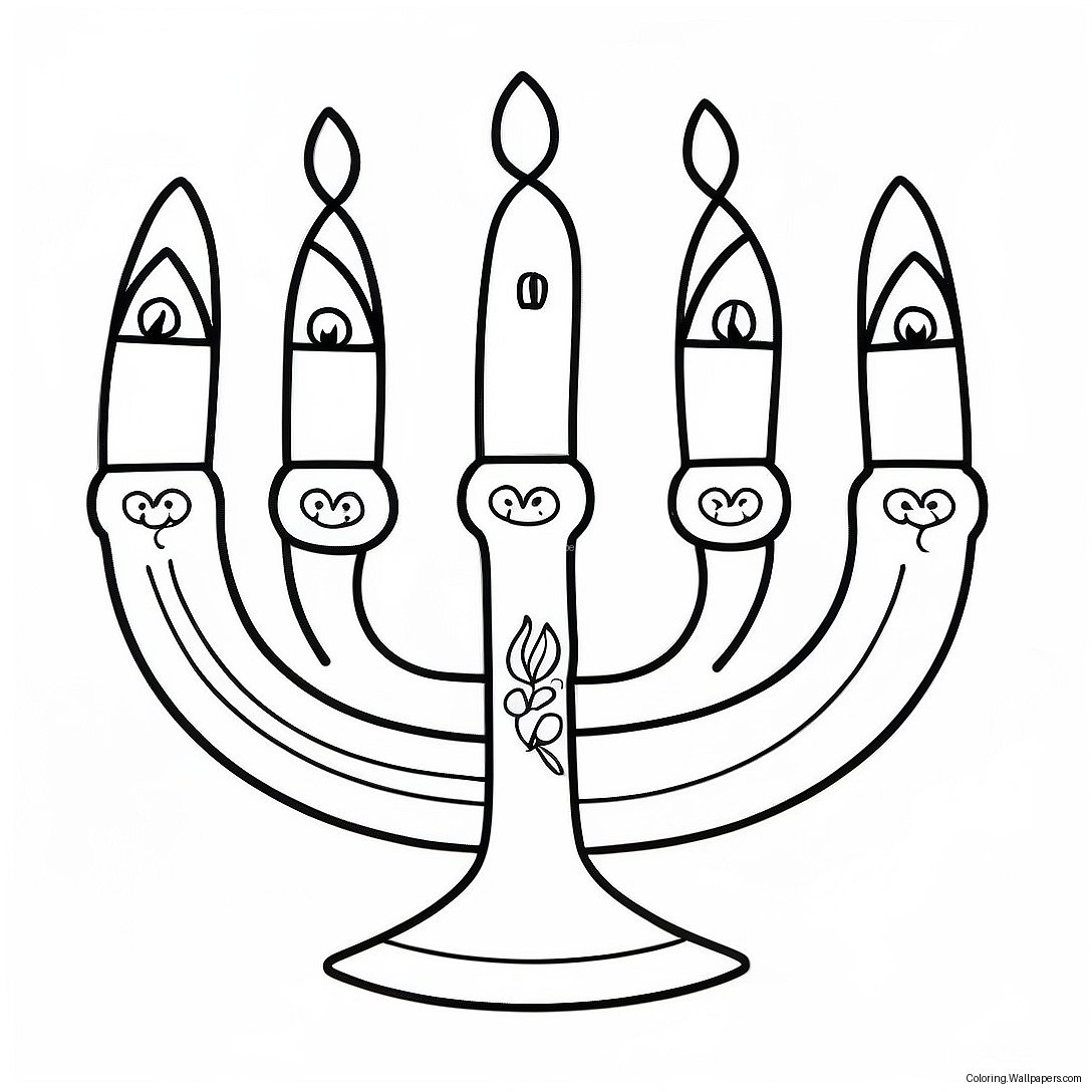 Cute Hanukkah Menorah Coloring Page 9378