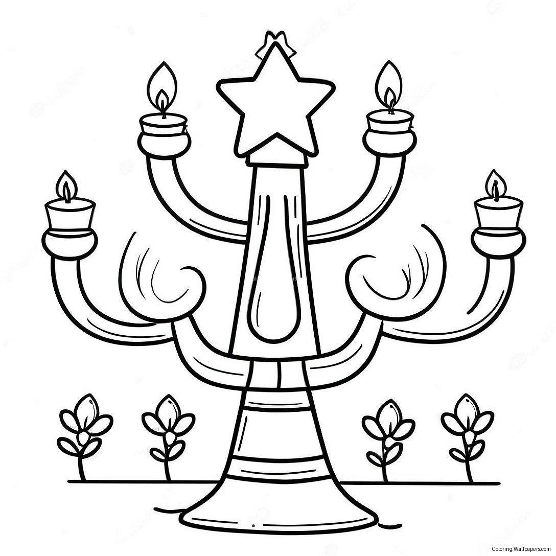 Cute Hanukkah Menorah Coloring Page 9380