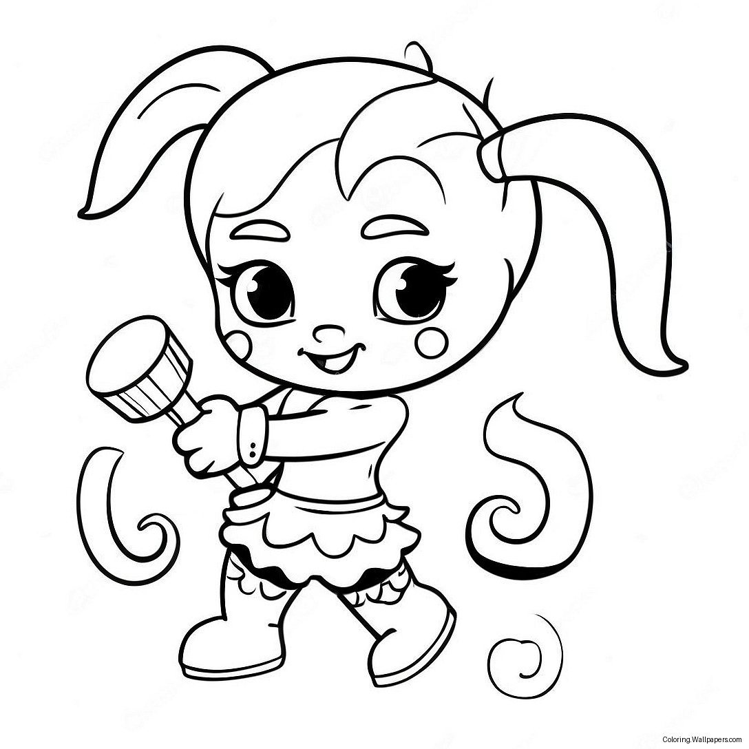 Cute Harley Quinn With A Mallet Coloring Page 46275