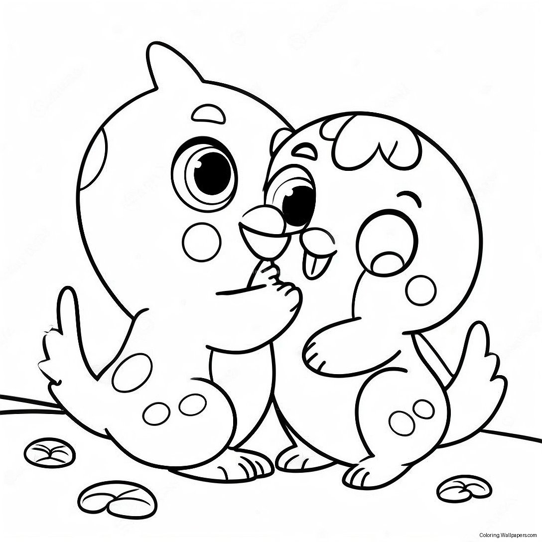 Cute Hatchimals Playing Together Coloring Page 24705