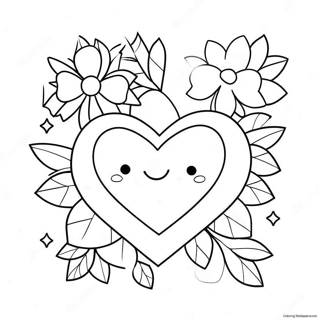 Cute Heart Mom With Flowers Coloring Page 11775